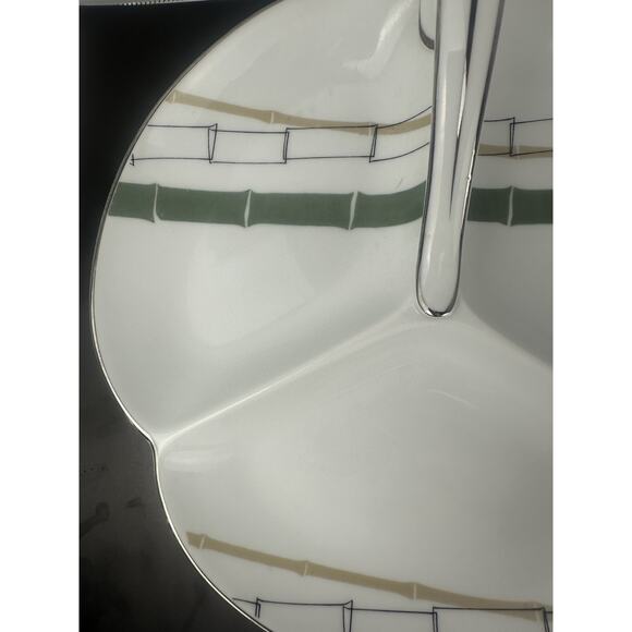 Vintage Noritake China Green divided serving dish, 3 Section Tray MCM - Picture 4 of 9